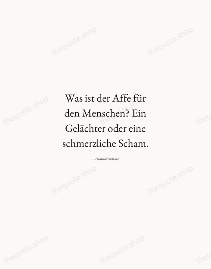 Was ist der Affe für den Menschen? Ein Gelächter oder eine schmerzliche… — Friedrich Nietzsche — Quiet Garamond
