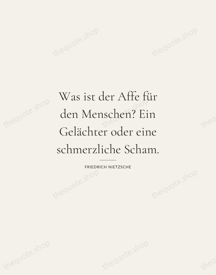 Was ist der Affe für den Menschen? Ein Gelächter oder eine schmerzliche… — Friedrich Nietzsche — Gallery Rule