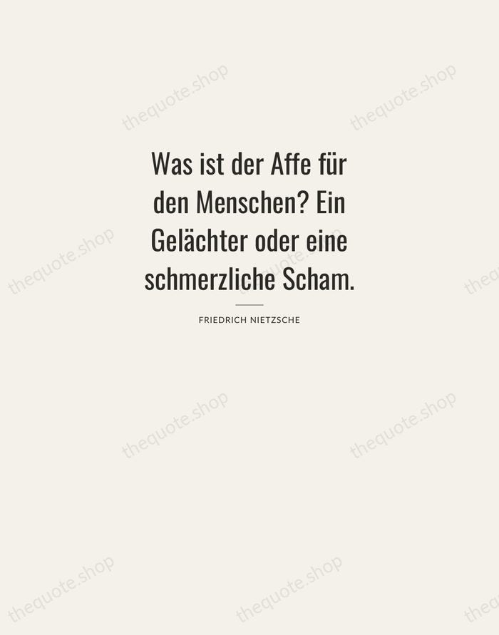 Was ist der Affe für den Menschen? Ein Gelächter oder eine schmerzliche… — Friedrich Nietzsche — Letterpress Caps