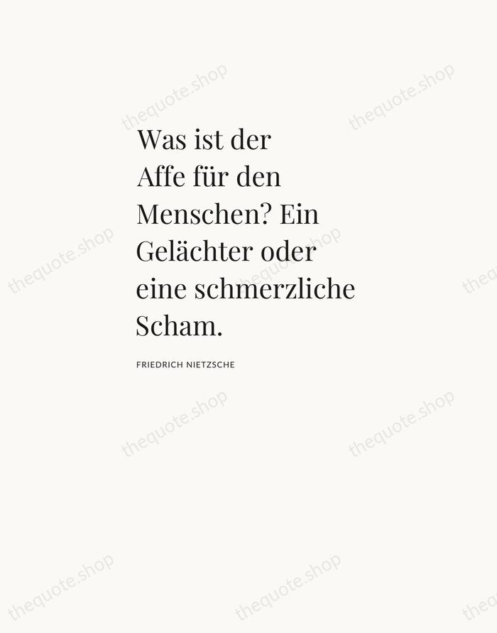 Was ist der Affe für den Menschen? Ein Gelächter oder eine schmerzliche… — Friedrich Nietzsche — Asymmetric Left
