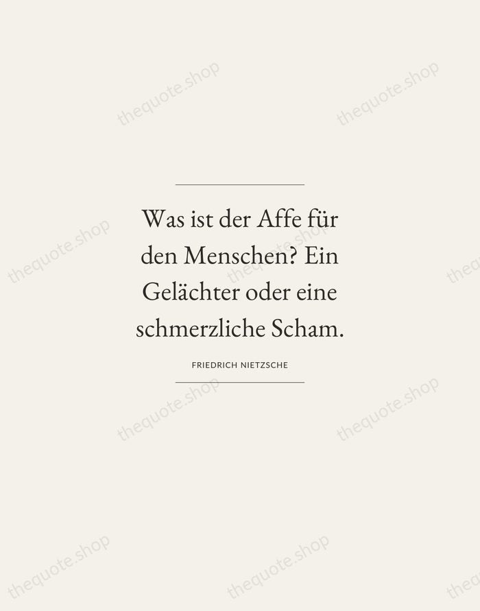 Was ist der Affe für den Menschen? Ein Gelächter oder eine schmerzliche… — Friedrich Nietzsche — Gallery Frame