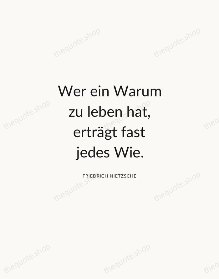 Wer ein Warum zu leben hat, erträgt fast jedes Wie. — Friedrich Nietzsche — Modern Sans Calm