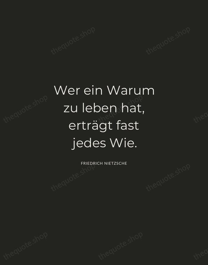 Wer ein Warum zu leben hat, erträgt fast jedes Wie. — Friedrich Nietzsche — Charcoal Sans
