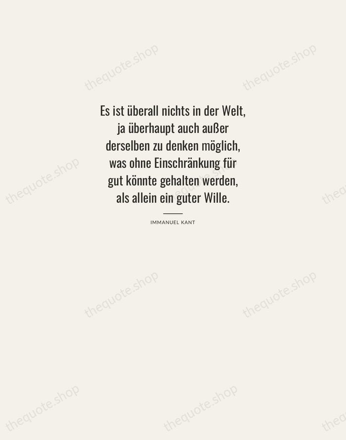 Es ist überall nichts in der Welt, ja überhaupt auch außer derselben… — Immanuel Kant — Letterpress Caps