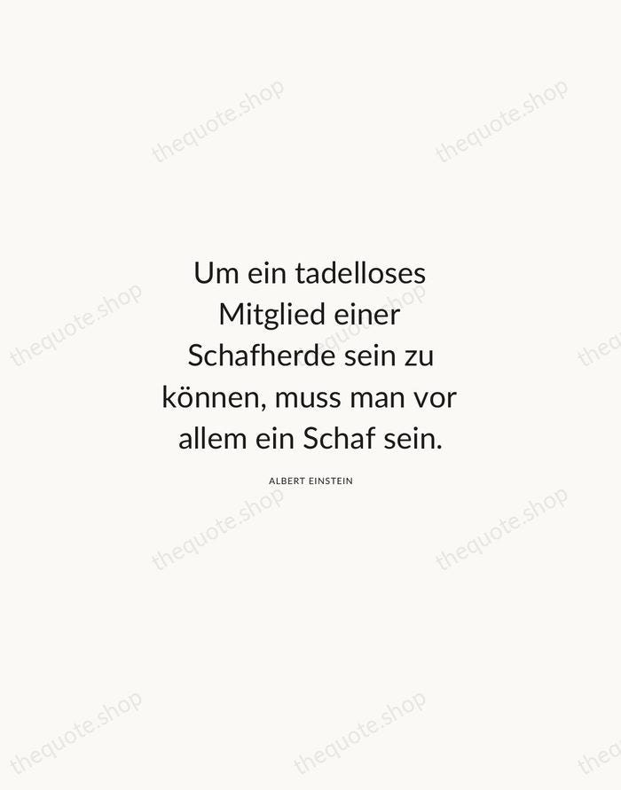 Um ein tadelloses Mitglied einer Schafherde sein zu können, muss man vor… — Albert Einstein — Modern Sans Calm