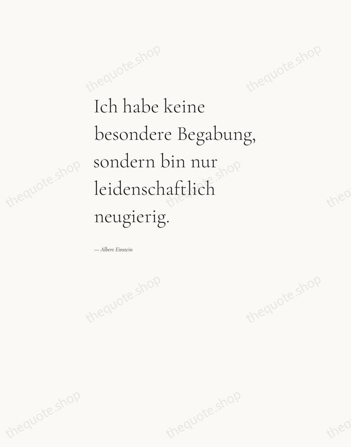 Ich habe keine besondere Begabung, sondern bin nur leidenschaftlich neugierig. — Albert Einstein — Editorial Left Serif