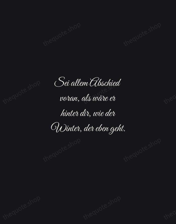 Sei allem Abschied voran, als wäre er hinter dir, wie der Winter… — Rainer Maria Rilke — Night Script