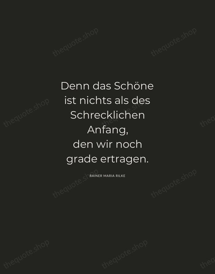 Denn das Schöne ist nichts als des Schrecklichen Anfang, den wir noch… — Rainer Maria Rilke — Charcoal Sans