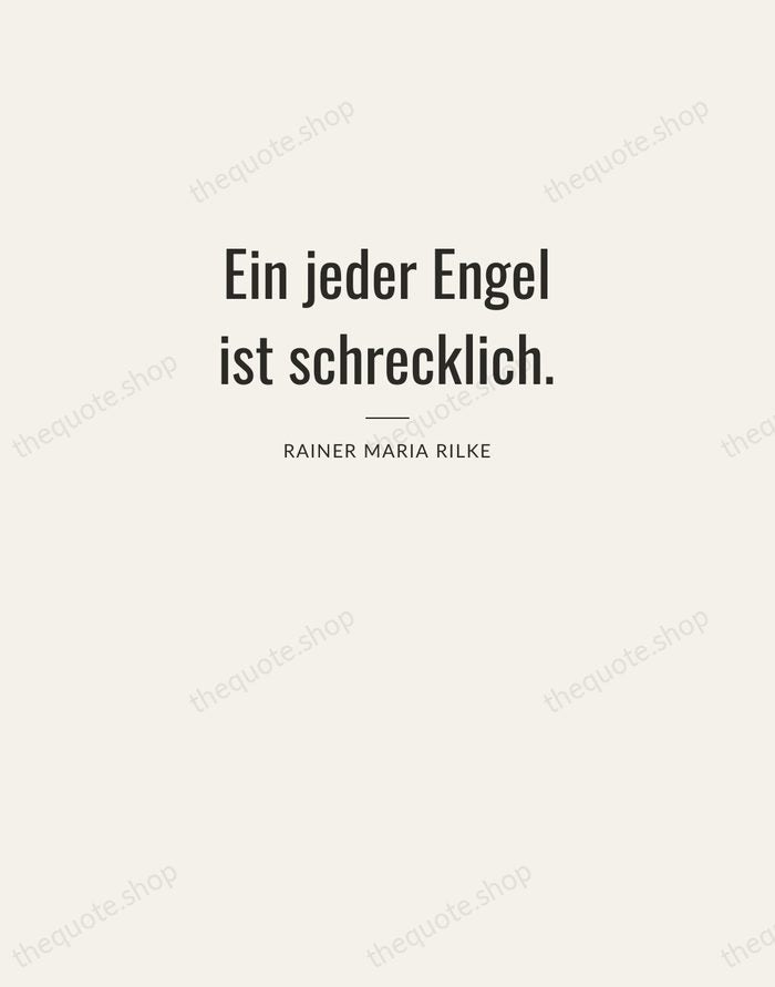 Ein jeder Engel ist schrecklich. — Rainer Maria Rilke — Letterpress Caps