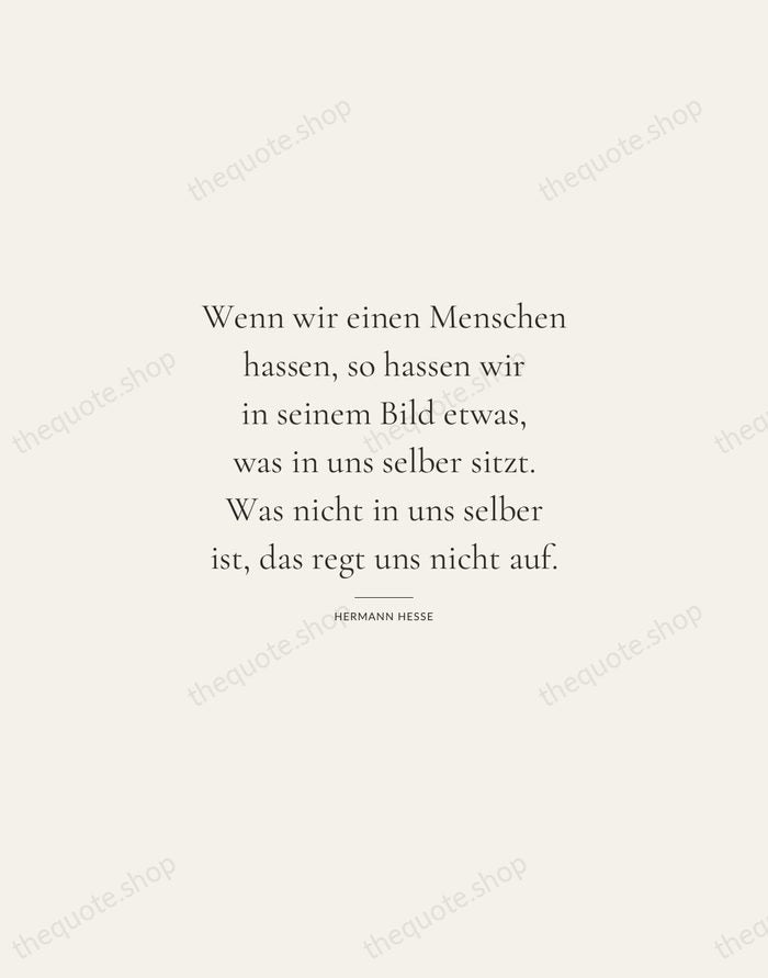 Wenn wir einen Menschen hassen, so hassen wir in seinem Bild etwas… — Hermann Hesse — Gallery Rule