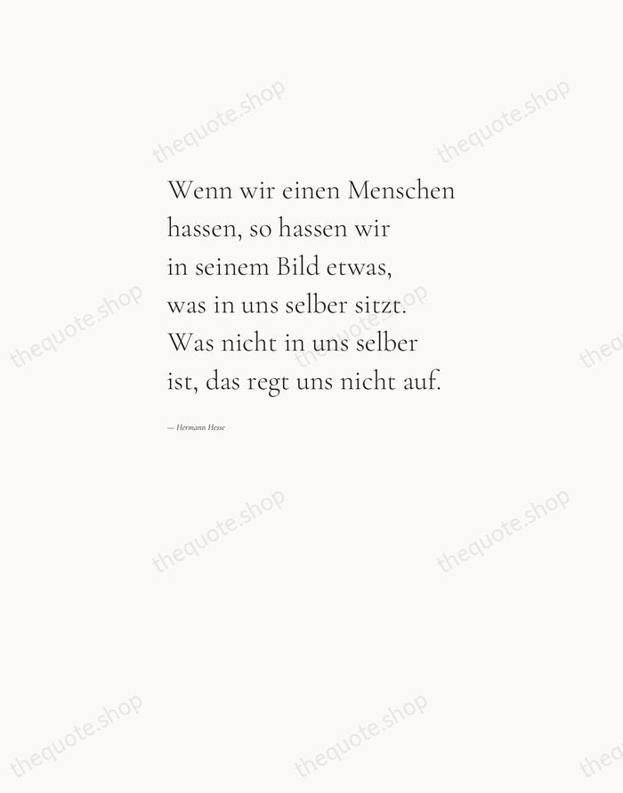 Wenn wir einen Menschen hassen, so hassen wir in seinem Bild etwas… — Hermann Hesse — Editorial Left Serif