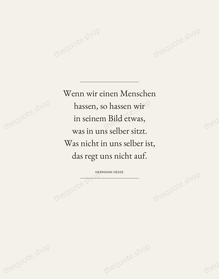 Wenn wir einen Menschen hassen, so hassen wir in seinem Bild etwas… — Hermann Hesse — Gallery Frame