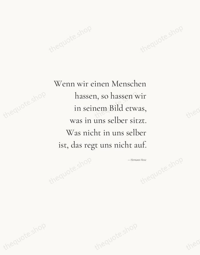 Wenn wir einen Menschen hassen, so hassen wir in seinem Bild etwas… — Hermann Hesse — Soft Serif Right