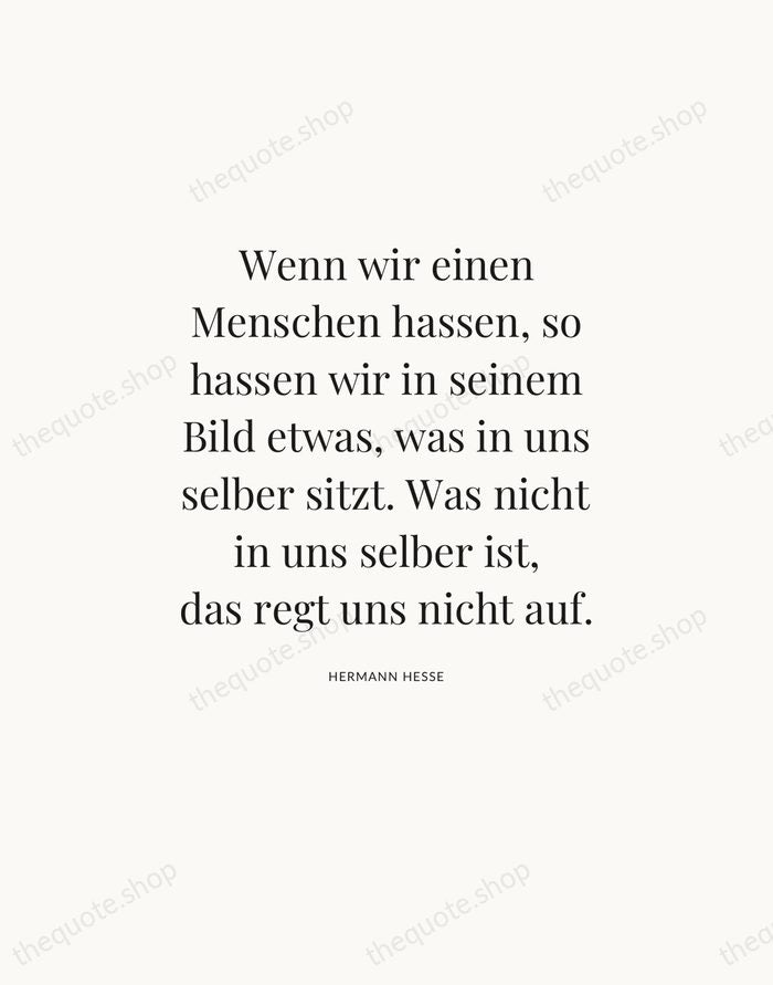 Wenn wir einen Menschen hassen, so hassen wir in seinem Bild etwas… — Hermann Hesse — Statement Serif