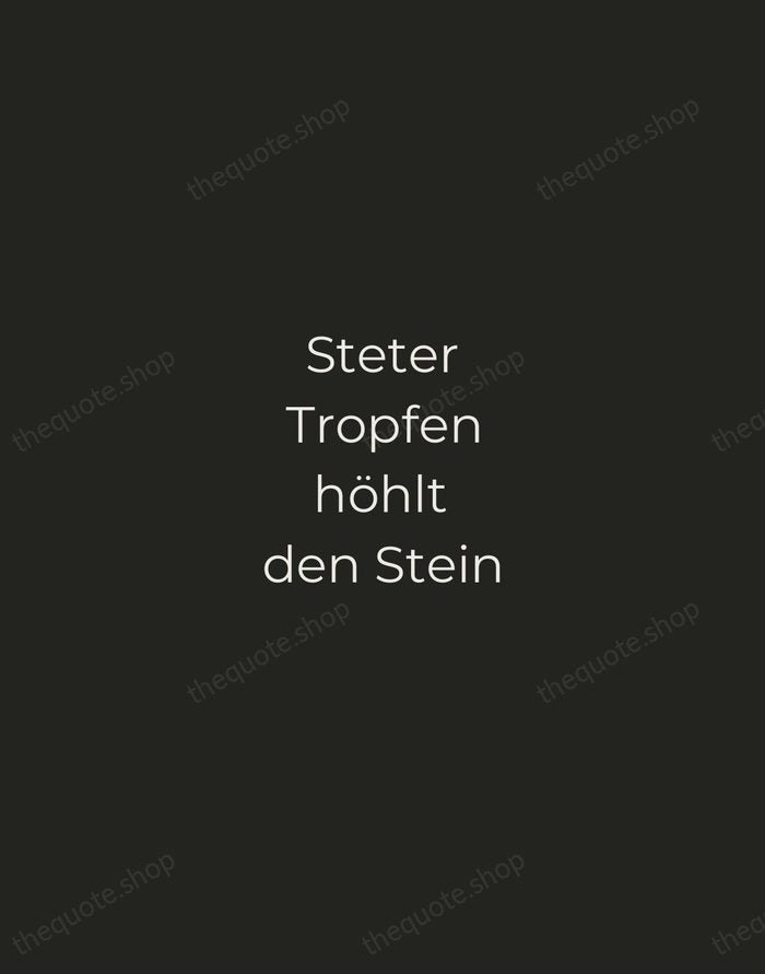 Steter Tropfen höhlt den Stein — German Proverb — Tracked Caps Unsigned