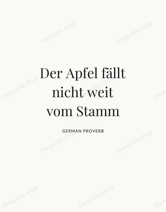 Der Apfel fällt nicht weit vom Stamm — German Proverb | Printable Wall Art — Atelier Serif