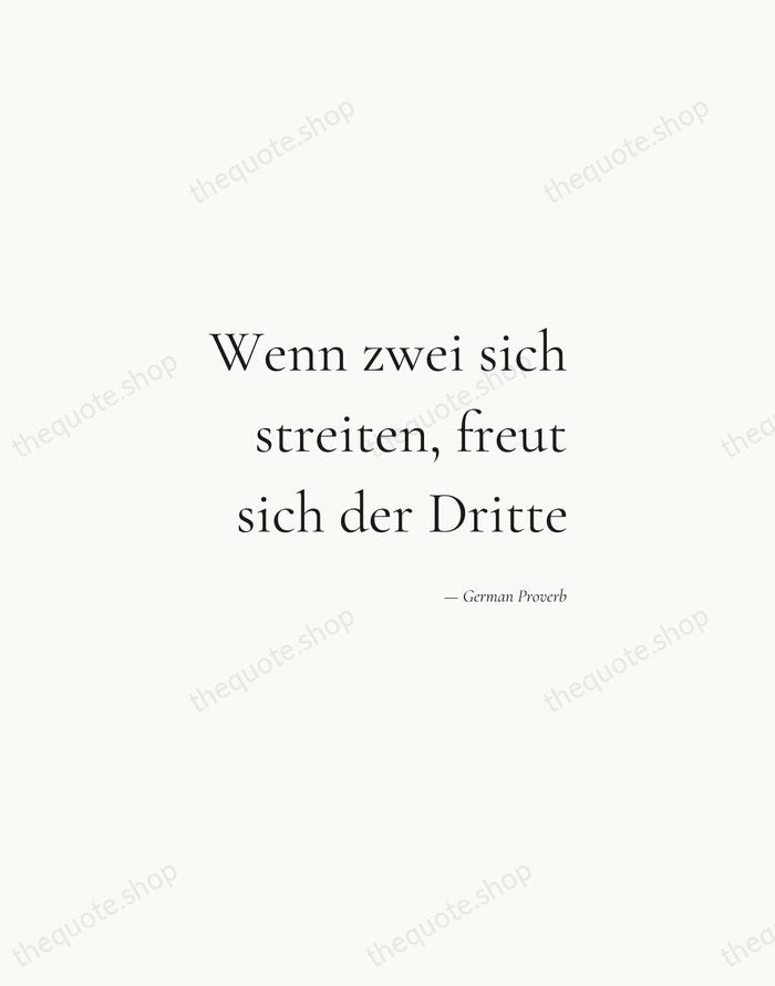 Wenn zwei sich streiten, freut sich der Dritte — German Proverb — Soft Serif Right