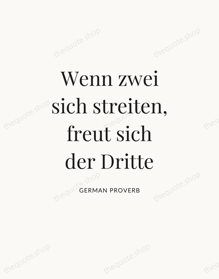 Wenn zwei sich streiten, freut sich der Dritte — German Proverb — Statement Serif