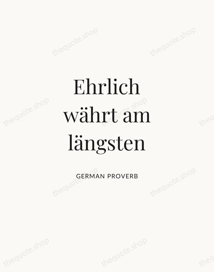 Ehrlich währt am längsten — German Proverb | Printable Wall Art — Atelier Serif