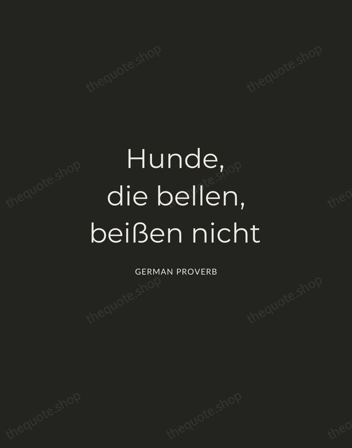 Hunde, die bellen, beißen nicht — German Proverb — Charcoal Sans
