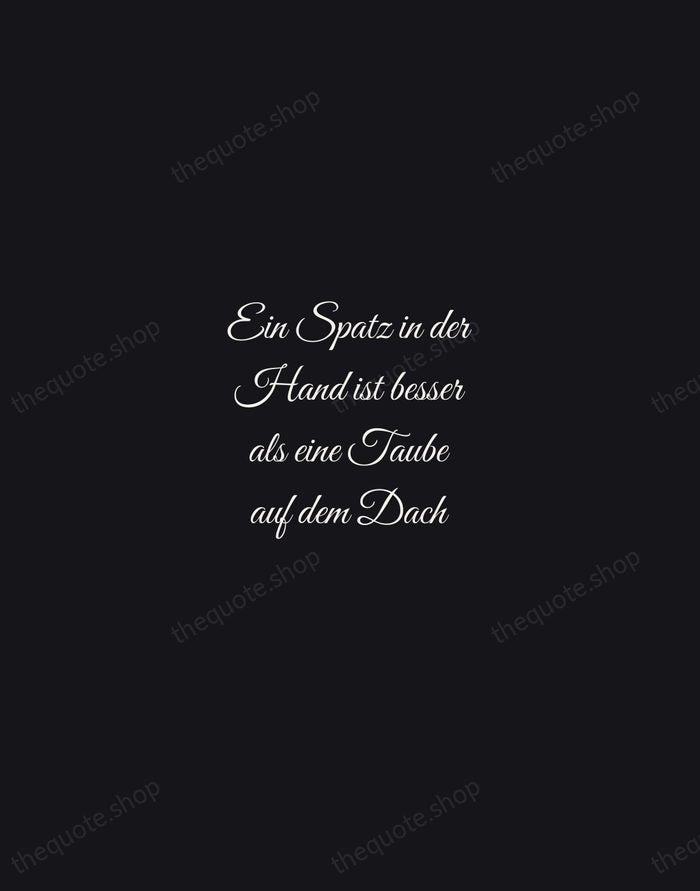 Ein Spatz in der Hand ist besser als eine Taube auf dem… — German Proverb — Night Script