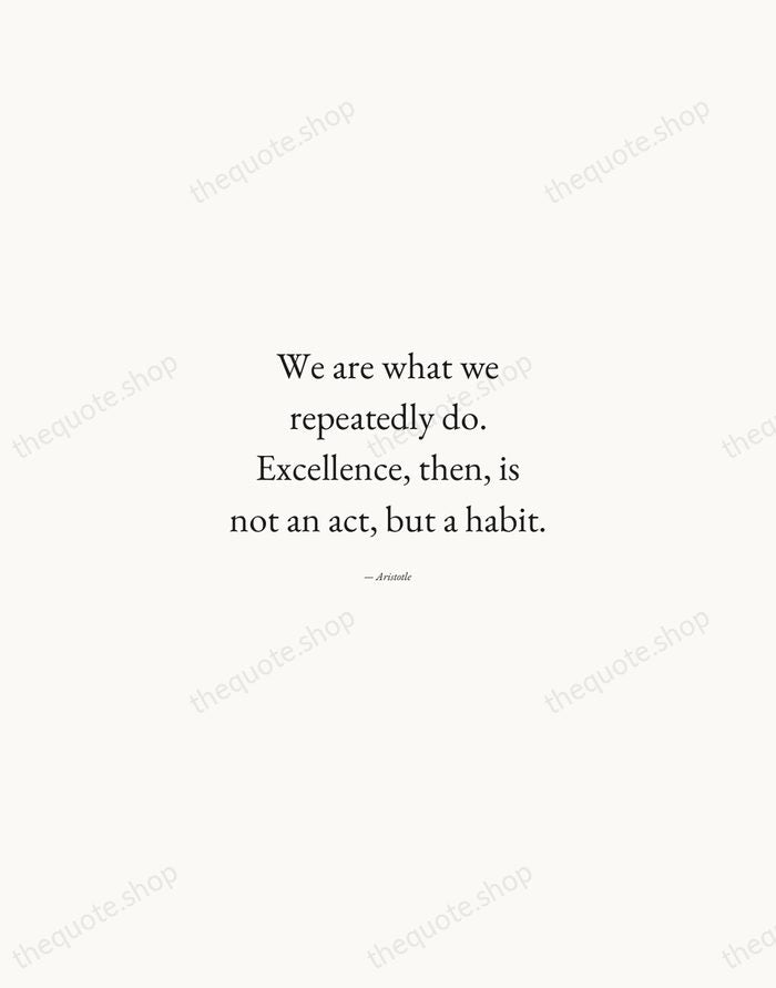 We are what we repeatedly do. Excellence, then, is not an act… — Aristotle — Quiet Garamond
