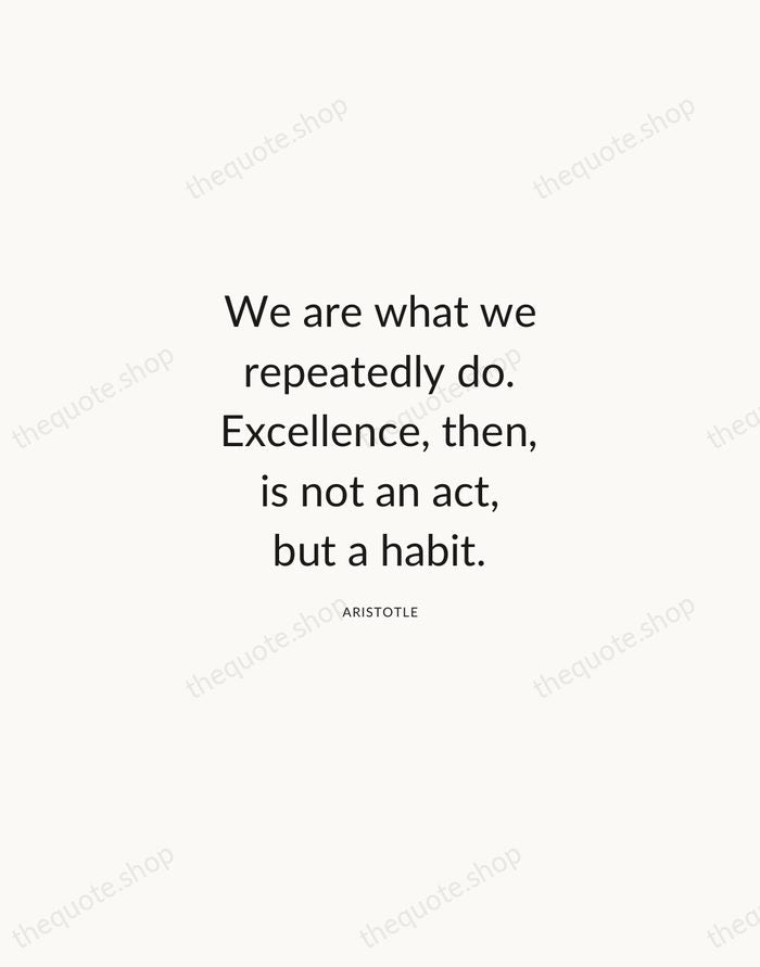 We are what we repeatedly do. Excellence, then, is not an act… — Aristotle — Modern Sans Calm