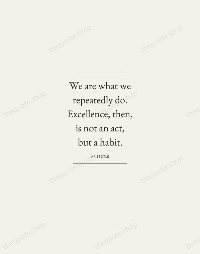 We are what we repeatedly do. Excellence, then, is not an act… — Aristotle — Gallery Frame
