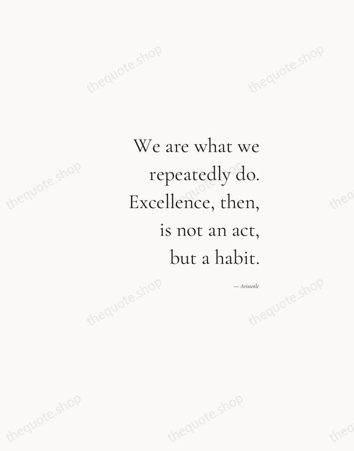 We are what we repeatedly do. Excellence, then, is not an act… — Aristotle — Soft Serif Right