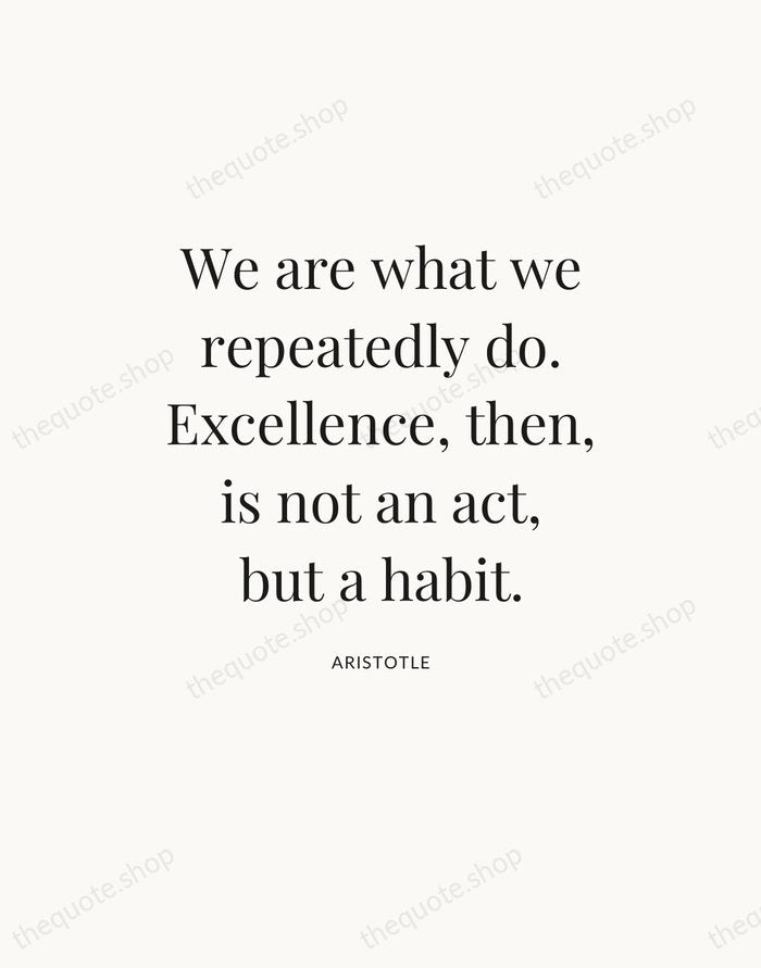 We are what we repeatedly do. Excellence, then, is not an act… — Aristotle — Statement Serif