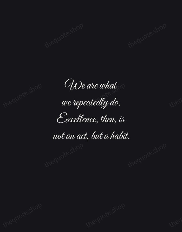 We are what we repeatedly do. Excellence, then, is not an act… — Aristotle — Night Script