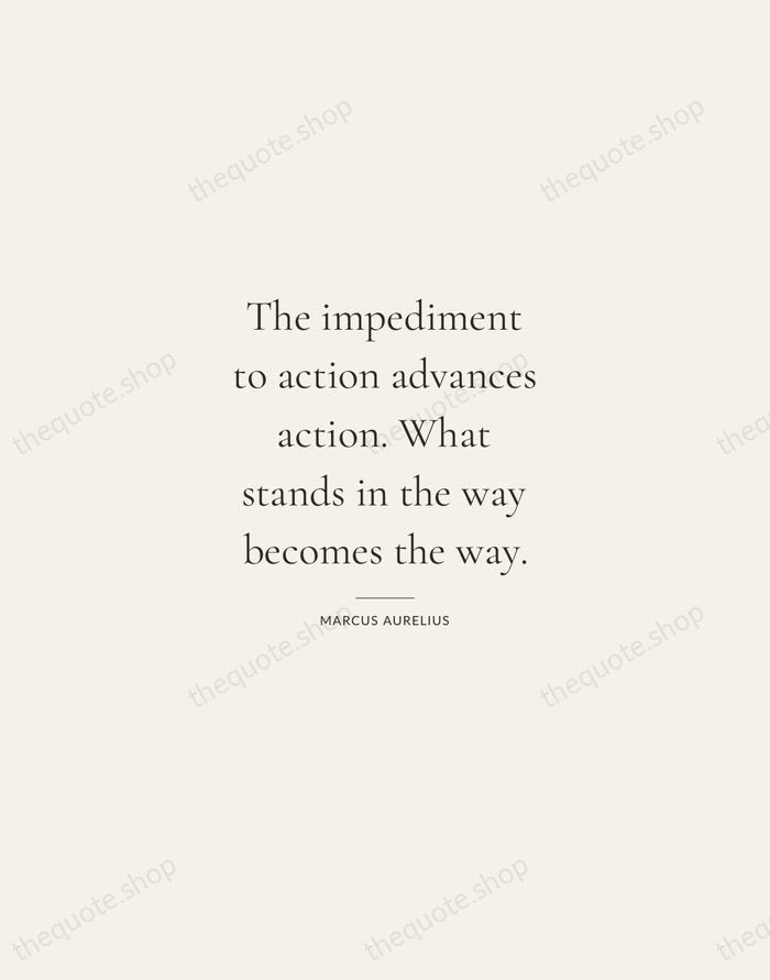 The impediment to action advances action. What stands in the way becomes… — Marcus Aurelius — Gallery Rule