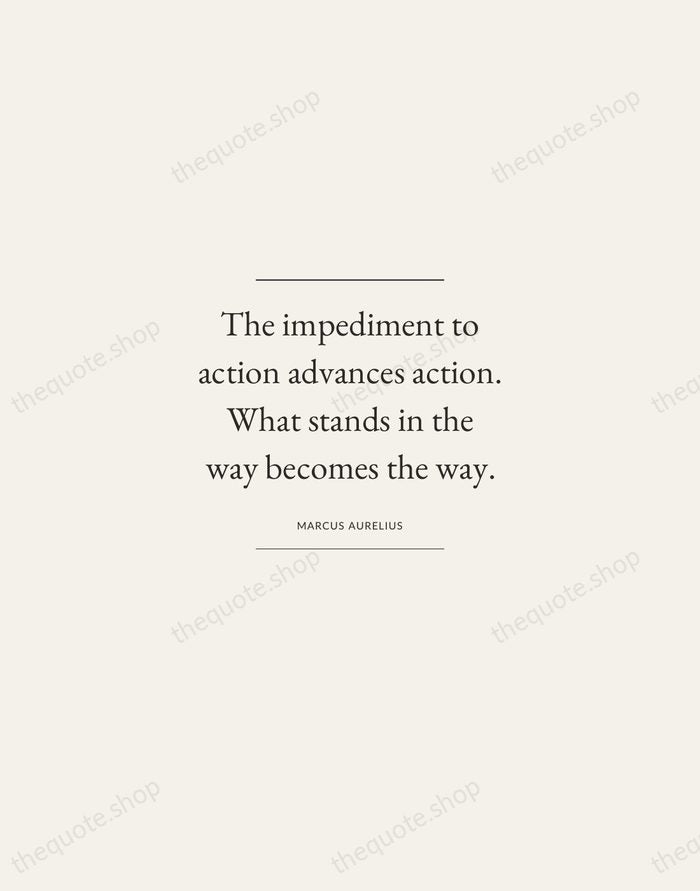 The impediment to action advances action. What stands in the way becomes… — Marcus Aurelius — Gallery Frame