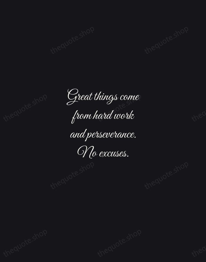 Great things come from hard work and perseverance. No excuses. — Kobe Bryant — Night Script