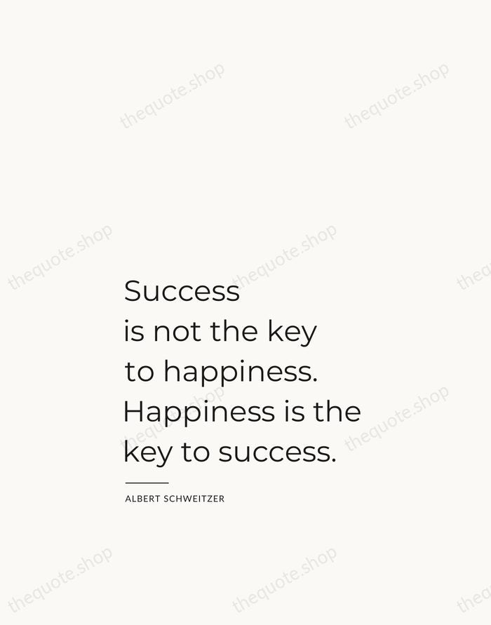 Success is not the key to happiness. Happiness is the key to… — Albert Schweitzer — Studio Left