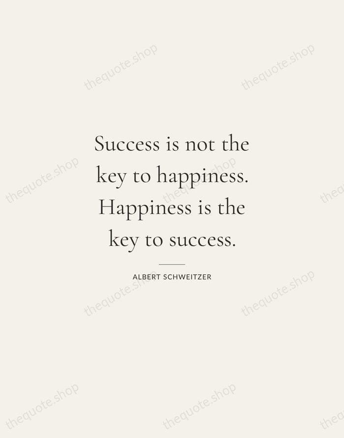 Success is not the key to happiness. Happiness is the key to… — Albert Schweitzer — Gallery Rule