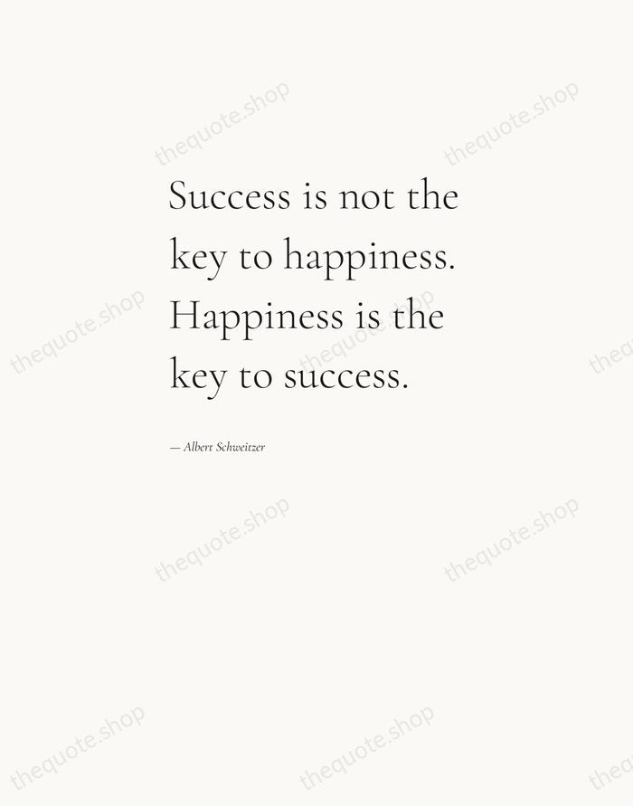 Success is not the key to happiness. Happiness is the key to… — Albert Schweitzer — Editorial Left Serif
