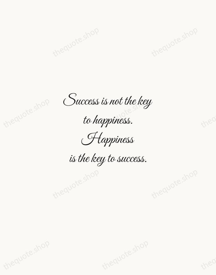 Success is not the key to happiness. Happiness is the key to… — Albert Schweitzer — Script Whisper