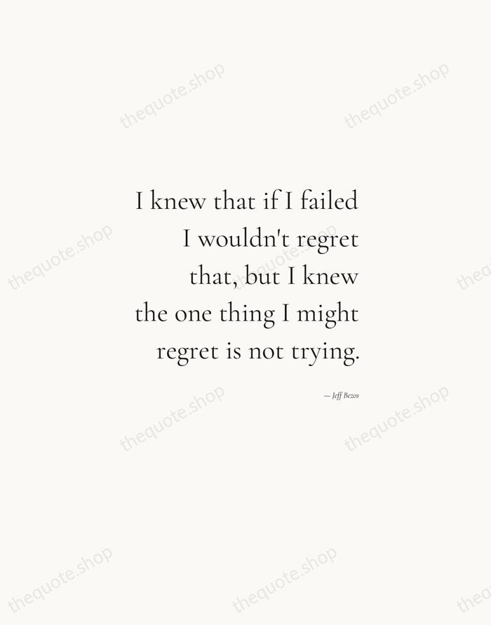 I knew that if I failed I wouldn't regret that, but I… — Jeff Bezos — Soft Serif Right