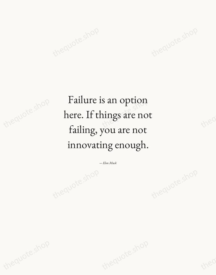 Failure is an option here. If things are not failing, you are… — Elon Musk — Quiet Garamond