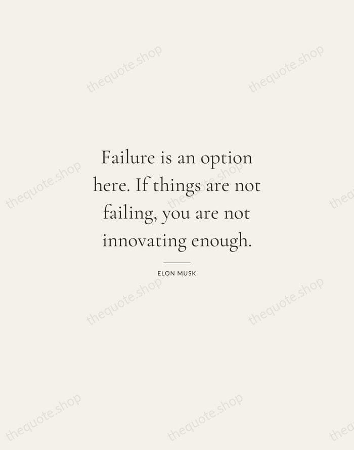 Failure is an option here. If things are not failing, you are… — Elon Musk — Gallery Rule