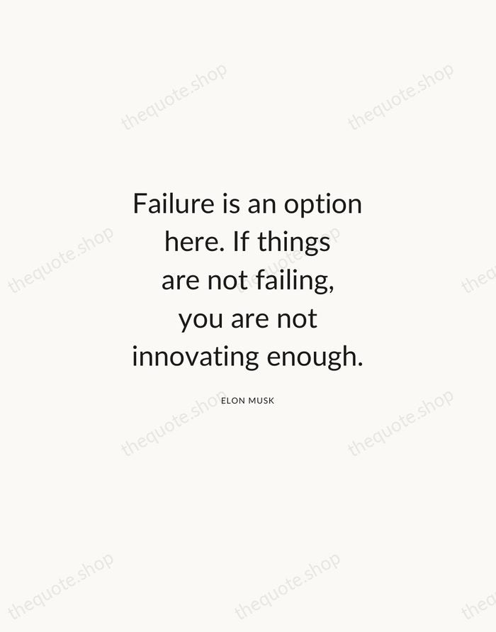 Failure is an option here. If things are not failing, you are… — Elon Musk — Modern Sans Calm