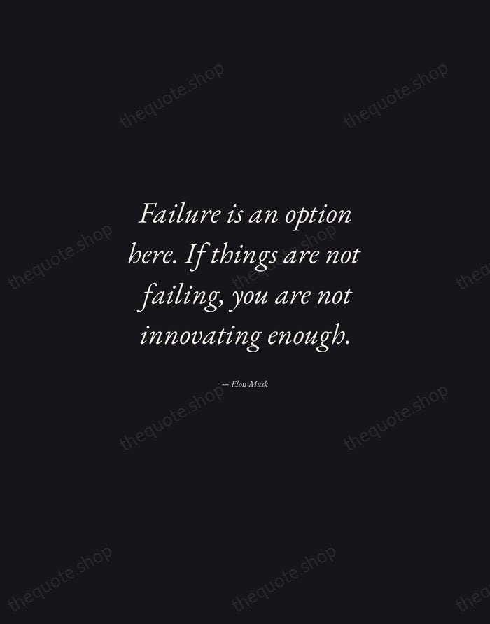 Failure is an option here. If things are not failing, you are… — Elon Musk — Manuscript Italic