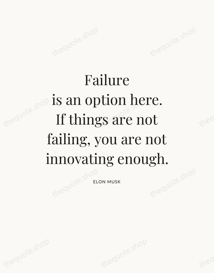 Failure is an option here. If things are not failing, you are… — Elon Musk — Statement Serif