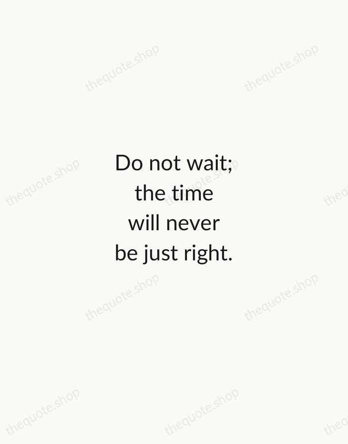 Do not wait; the time will never be just right. — Napoleon Hill — Minimal Unsigned