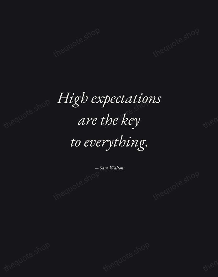 High expectations are the key to everything. — Sam Walton — Manuscript Italic