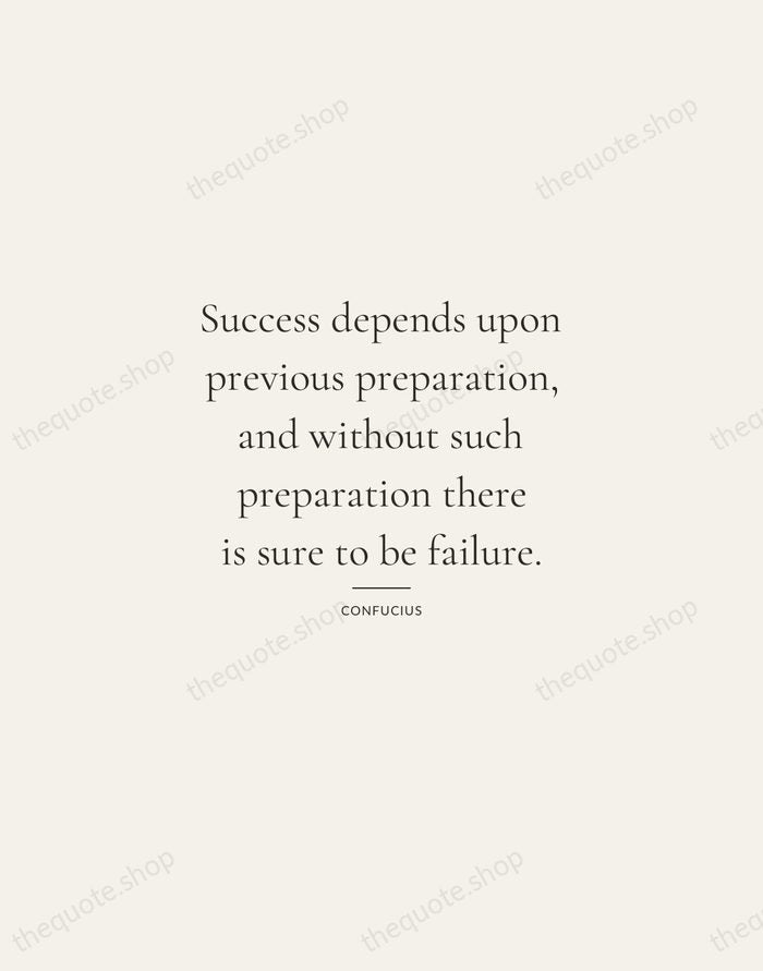 Success depends upon previous preparation, and without such preparation there is sure… — Confucius — Gallery Rule