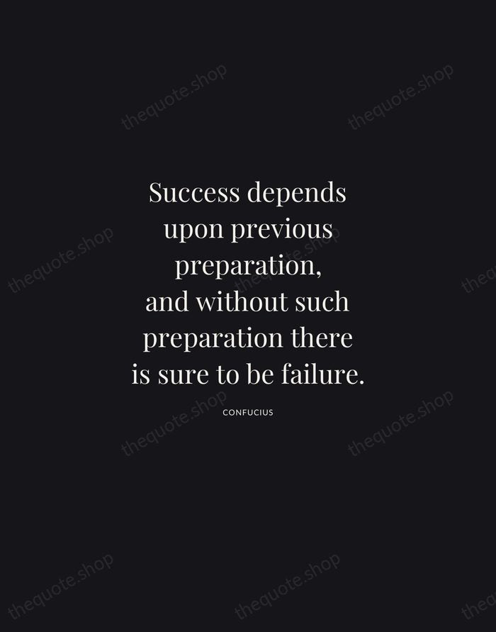 Success depends upon previous preparation, and without such preparation there is sure… — Confucius | Printable Wall Art — Midnight Serif
