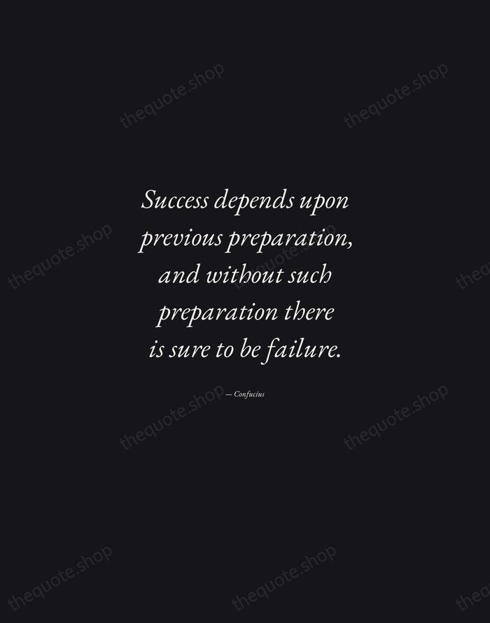 Success depends upon previous preparation, and without such preparation there is sure… — Confucius — Manuscript Italic