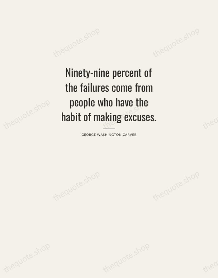 Ninety-nine percent of the failures come from people who have the habit… — George Washington Carver — Letterpress Caps